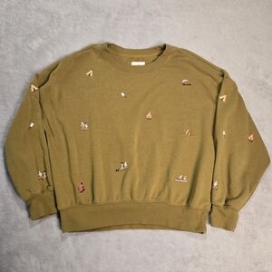 Lou Grey Embroidered Long Sleeve Hiking Camping Outdoor Sweatshirt Size M Womens